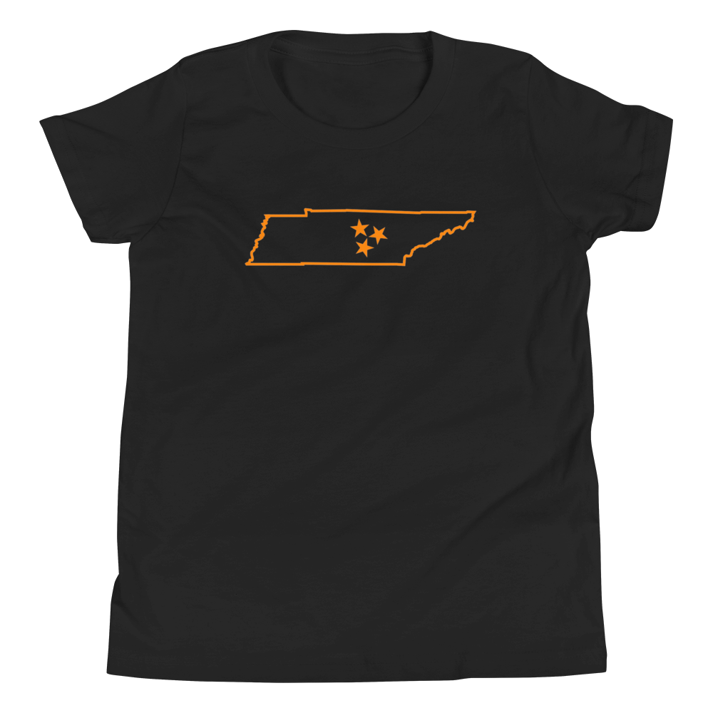Youth T-Shirt Tennessee Outline – Black